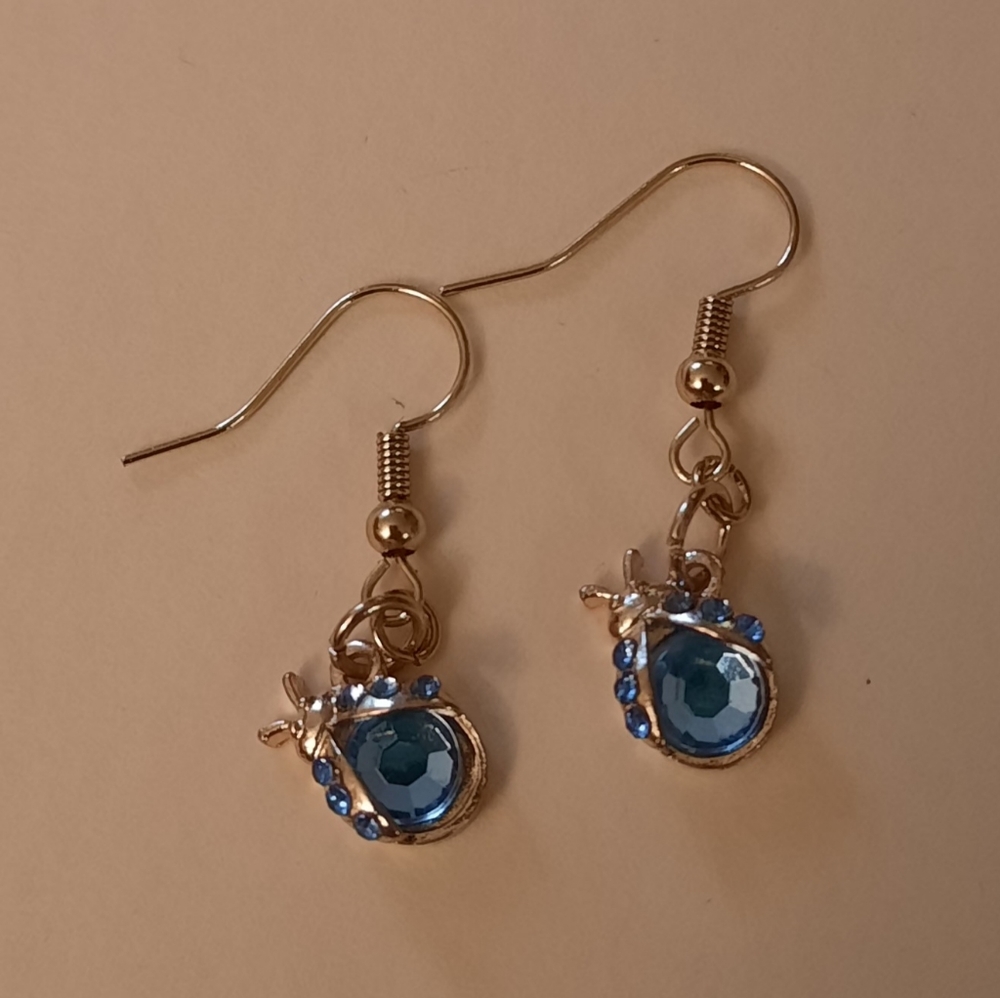 Light Blue Lady Bug Earrings